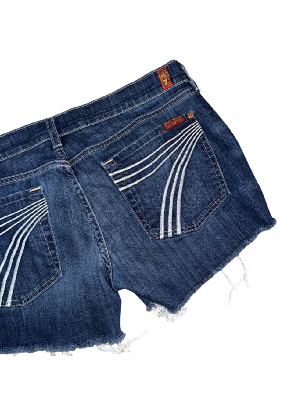 7 For All Mankind 7FAM Dojo Womens Shorts 32 Distressed Frayed Logo Raw Hem - Picture 6 of 7